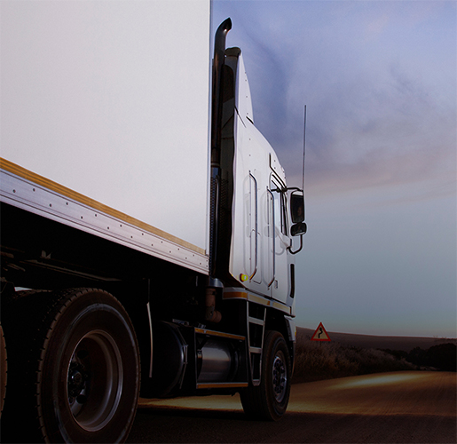 Transport truck moving on the road