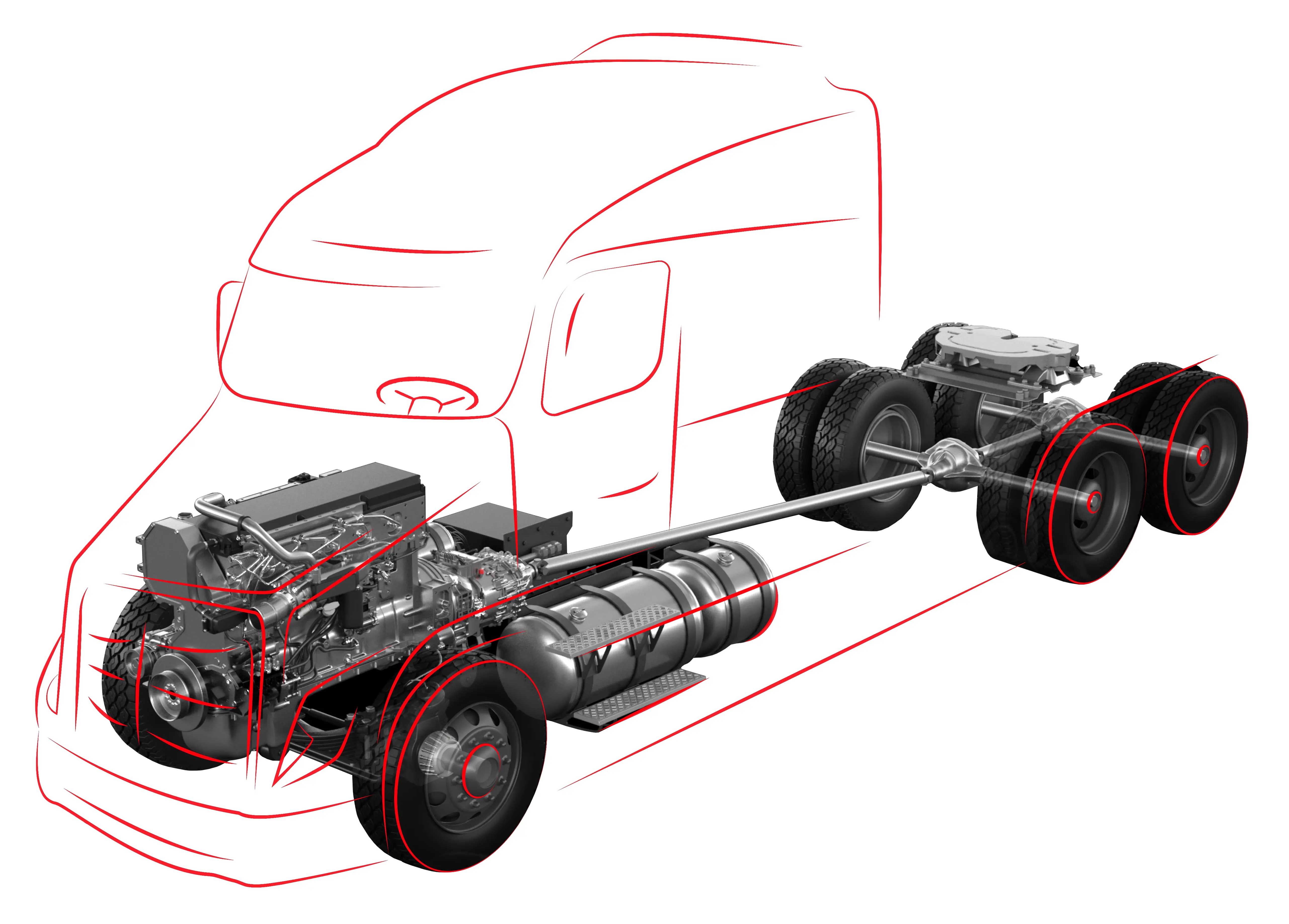 Schematic of a commercial vehicle