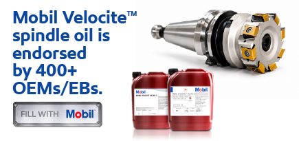 Mobil machine shop products and ad banners